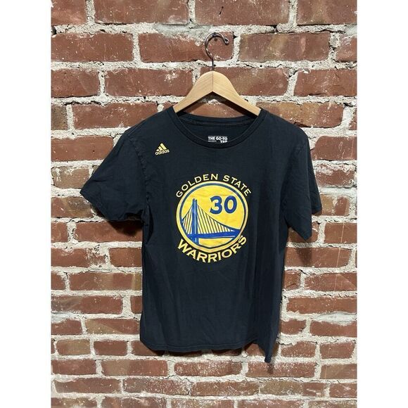 Adidas Golden State Warriors Adult Black Short Sleeve Steph Curry Shirt Size M - Picture 1 of 3